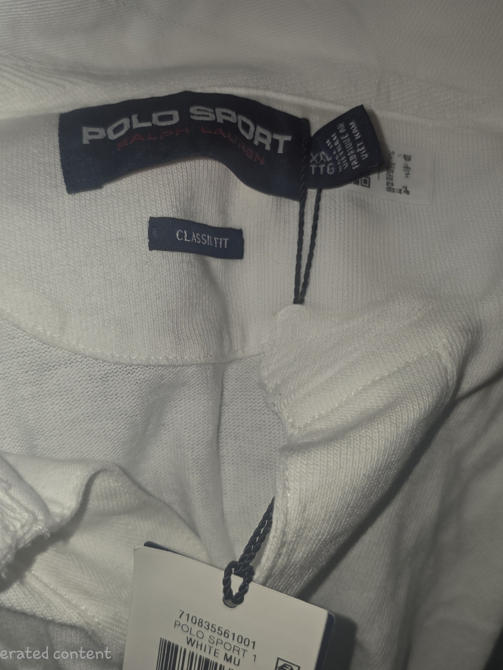 Ralph Lauren Polo Sport White Navy Blue Tee with Yellow Stripe - Picture 4 of 5